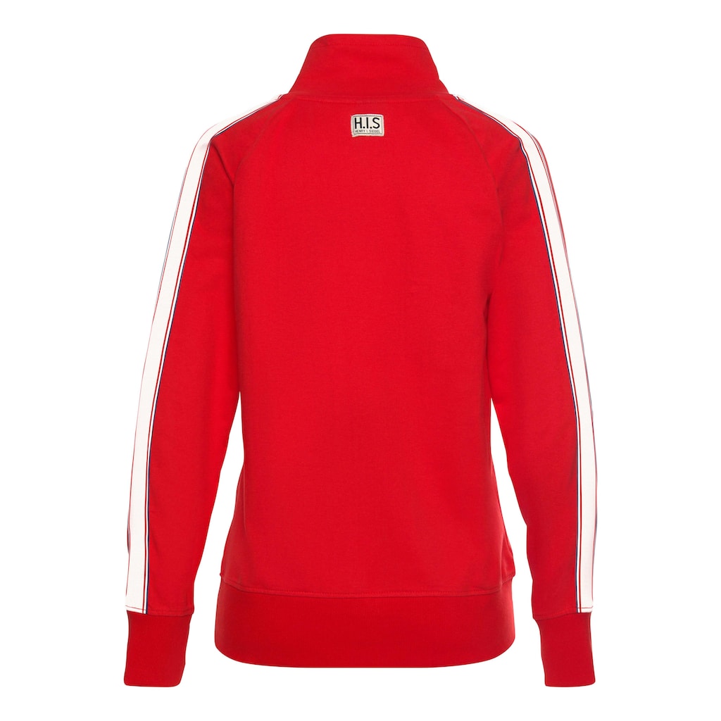 H.I.S Sweatjacke mit gestreiftem Tape an den Ärmeln Loungewear Loungeanzug VIP-Rabatte