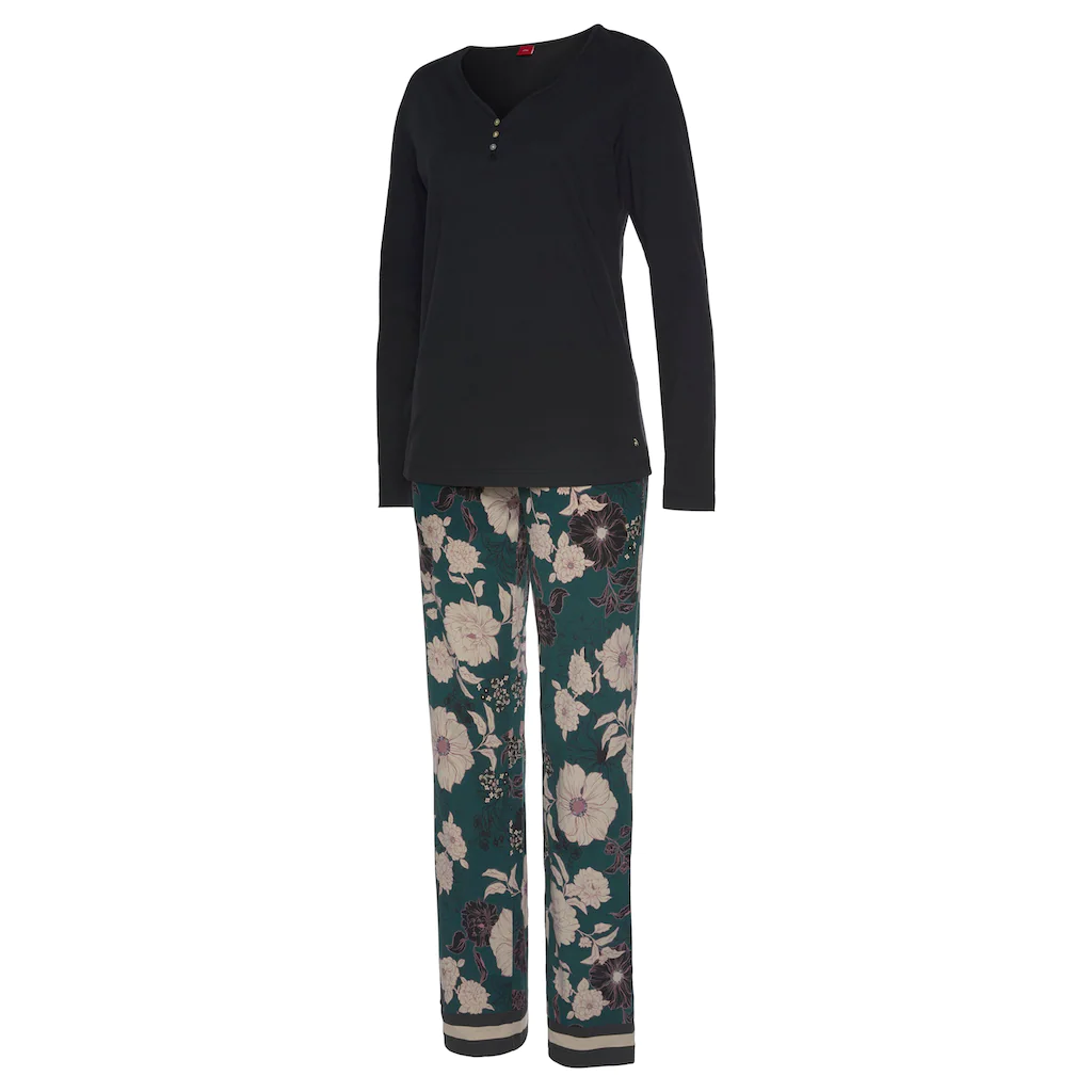 s.Oliver Bodywear Pyjama mit kotrastigen Abschlüssen Super Rabatt