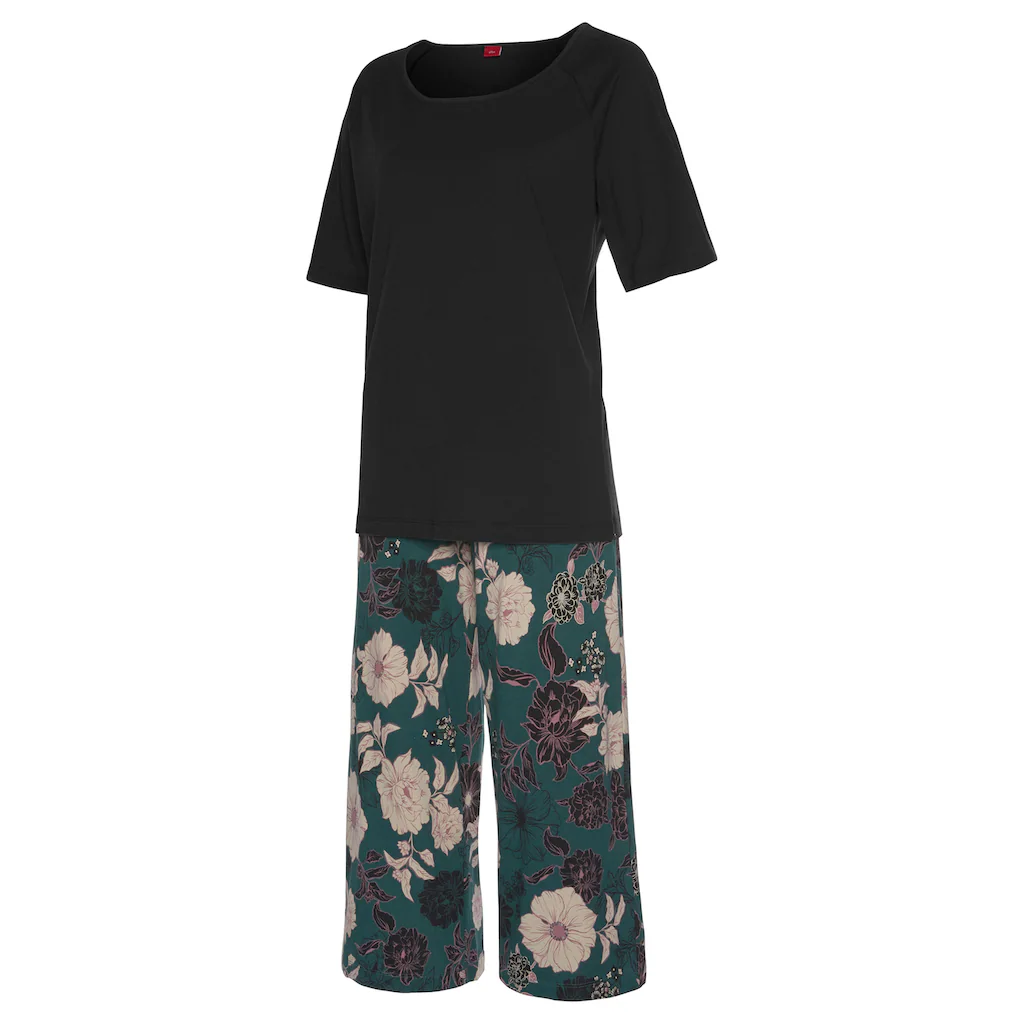 s.Oliver Bodywear Capri-Pyjama Shirt mit halblangen Ärmeln 50% Rabatt mit kostenlosem Versand