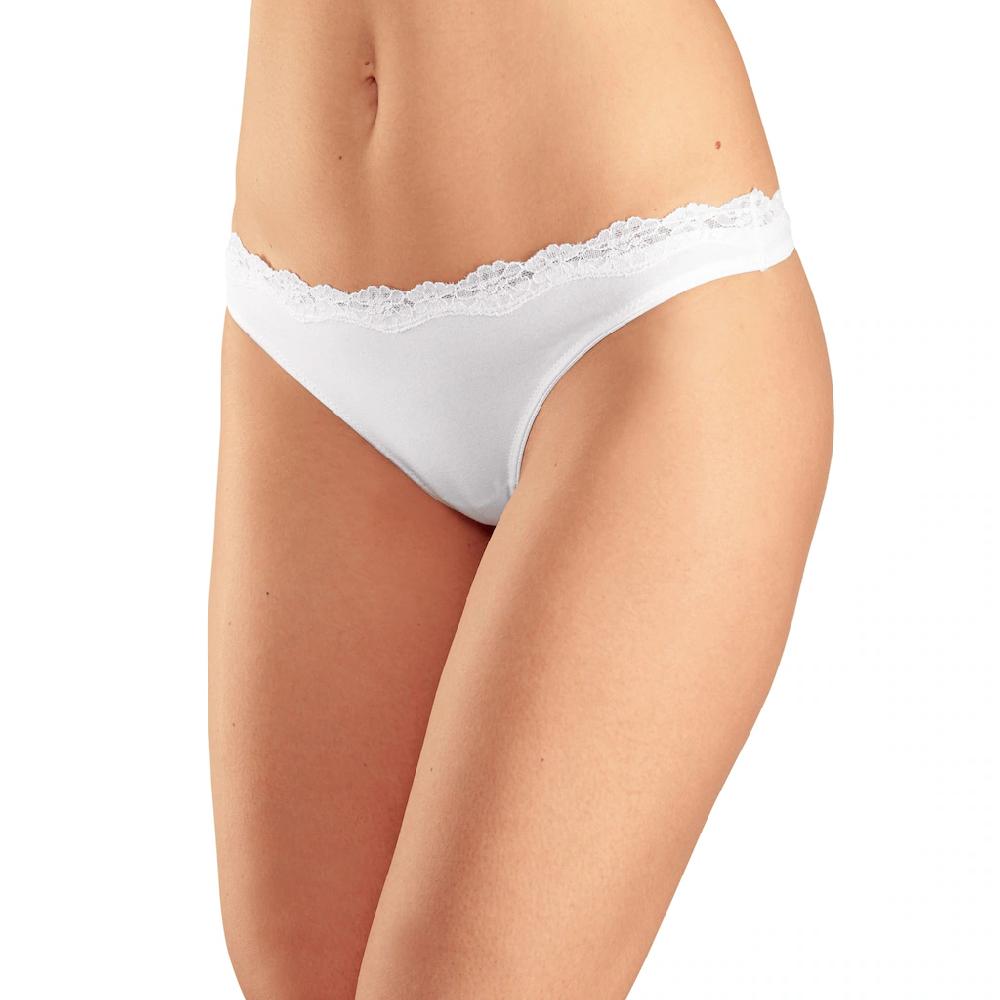 LASCANA String (3er-Pack) aus elastischer Baumwolle mit zarter Spitze kaufen Schlussverkauf