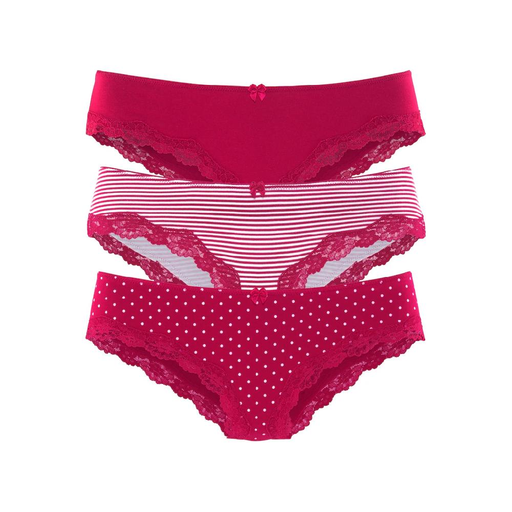 LASCANA Slip (3er-Pack) aus elastischer Baumwolle mit zarter Spitze online bestellen Fabrikladen