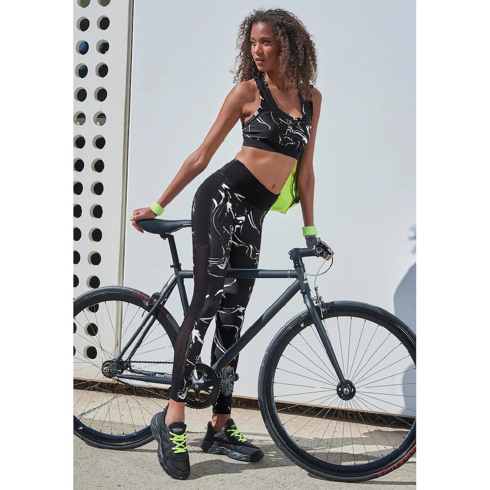 LASCANA ACTIVE Leggings »Black Marble« Sporthose mit Mesh Saisonale Angebote