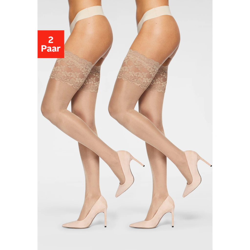 Vivance Halterlose Feinstrümpfe (2 Paar) mit breitem Spitzenband ▷ für Online