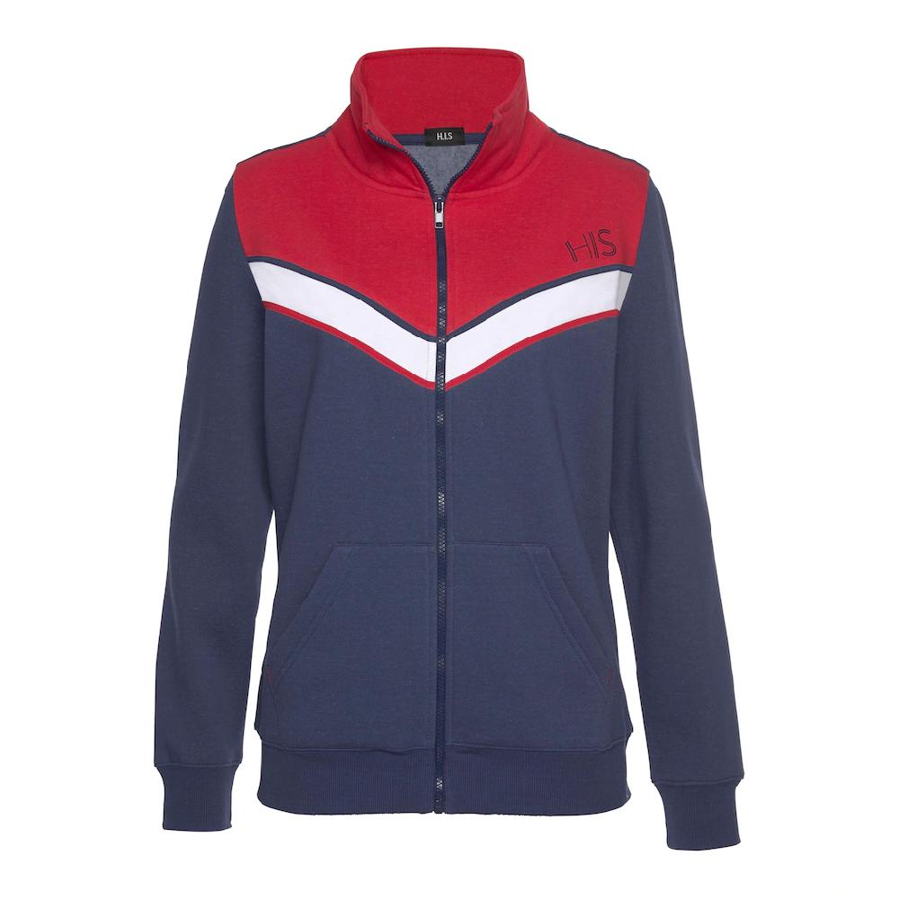 H.I.S Sweatjacke mit Kontraststreifen Loungeanzug im Angebot
