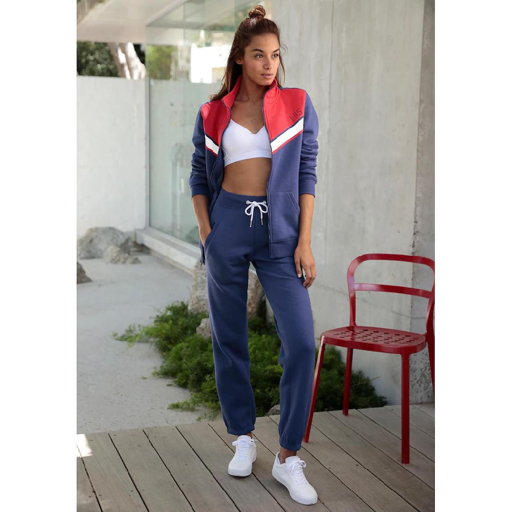 H.I.S Sweatjacke mit Kontraststreifen Loungeanzug im Angebot
